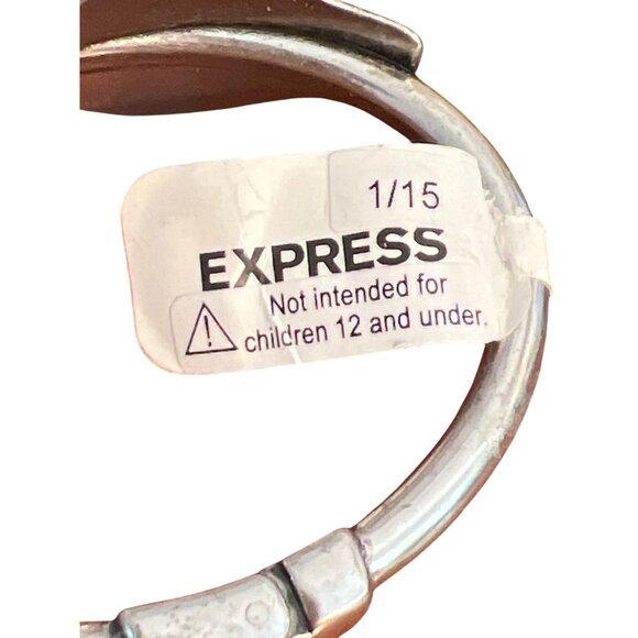 Express Silver Tone Faux Turquoise Hinged Cuff Bracelet Southwestern 6.25" NWT - Picture 5 of 6